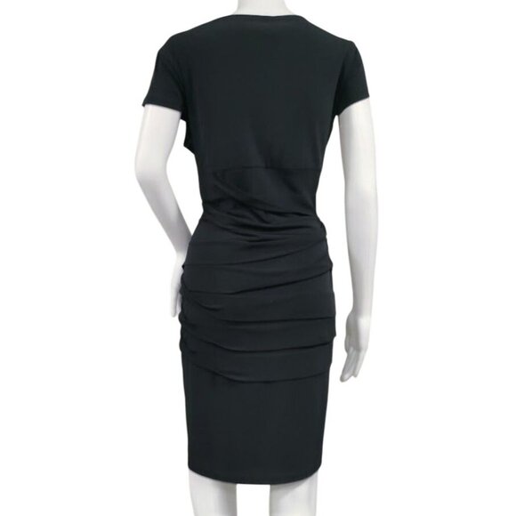 Carole Little Black Mother of The Bride Bodycon Tiered Square Neck Dress Size 14 - Picture 2 of 11